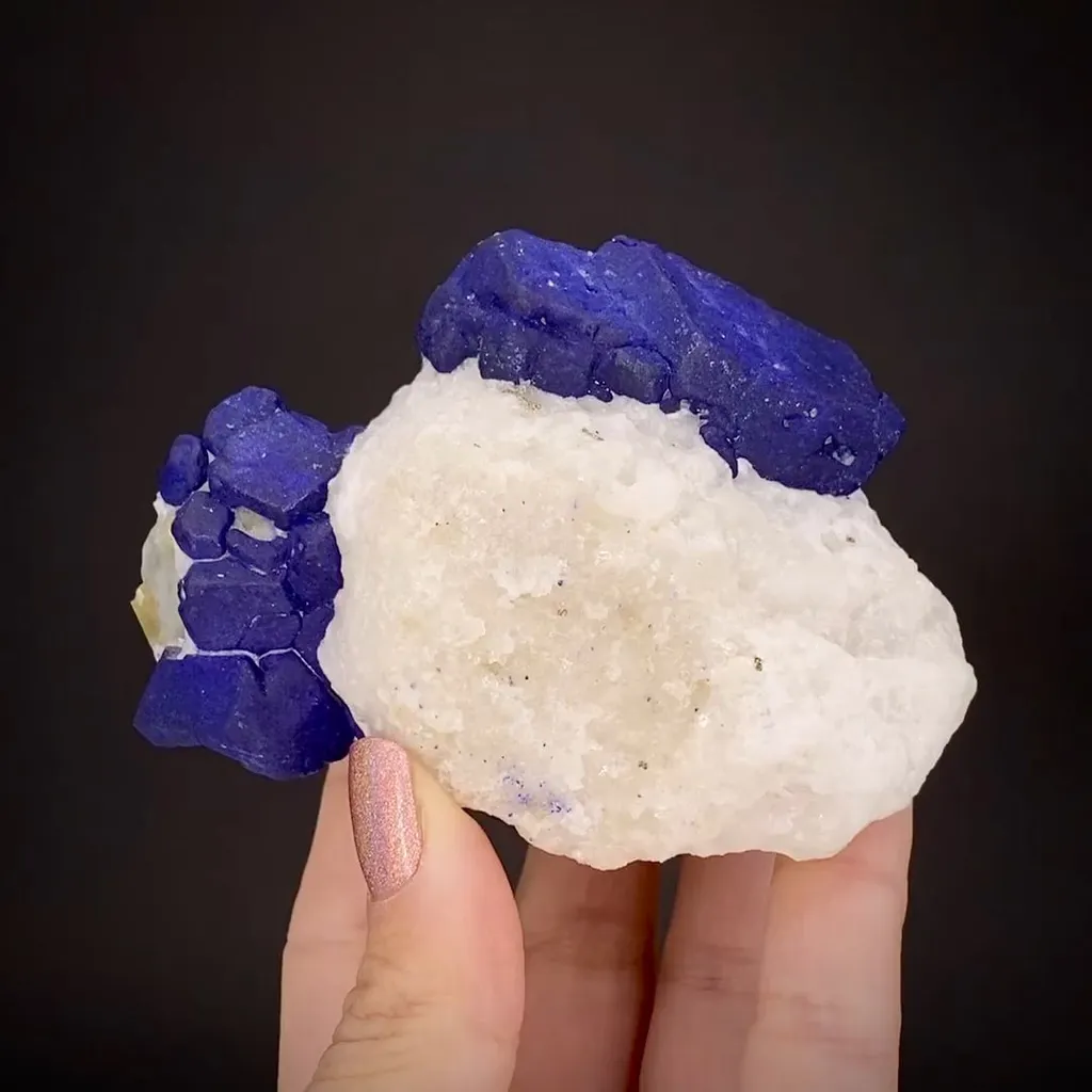 Lazurite on Calcite and Pyrite image