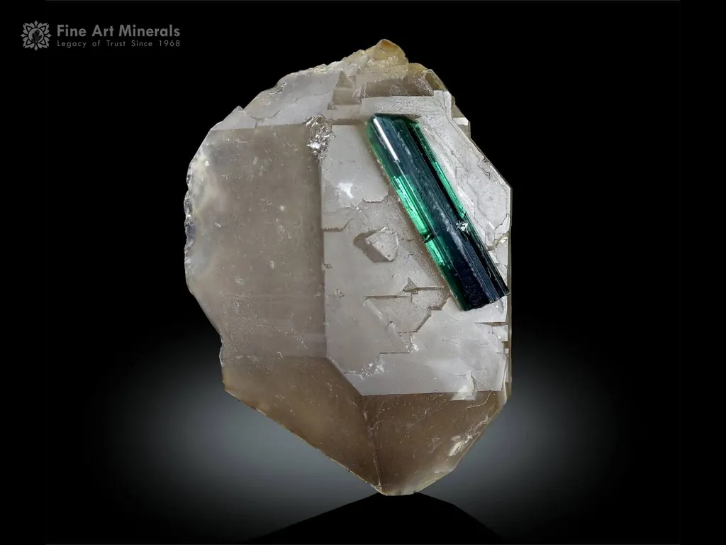 Leaf Green Gemmy Tourmaline with Quartz image