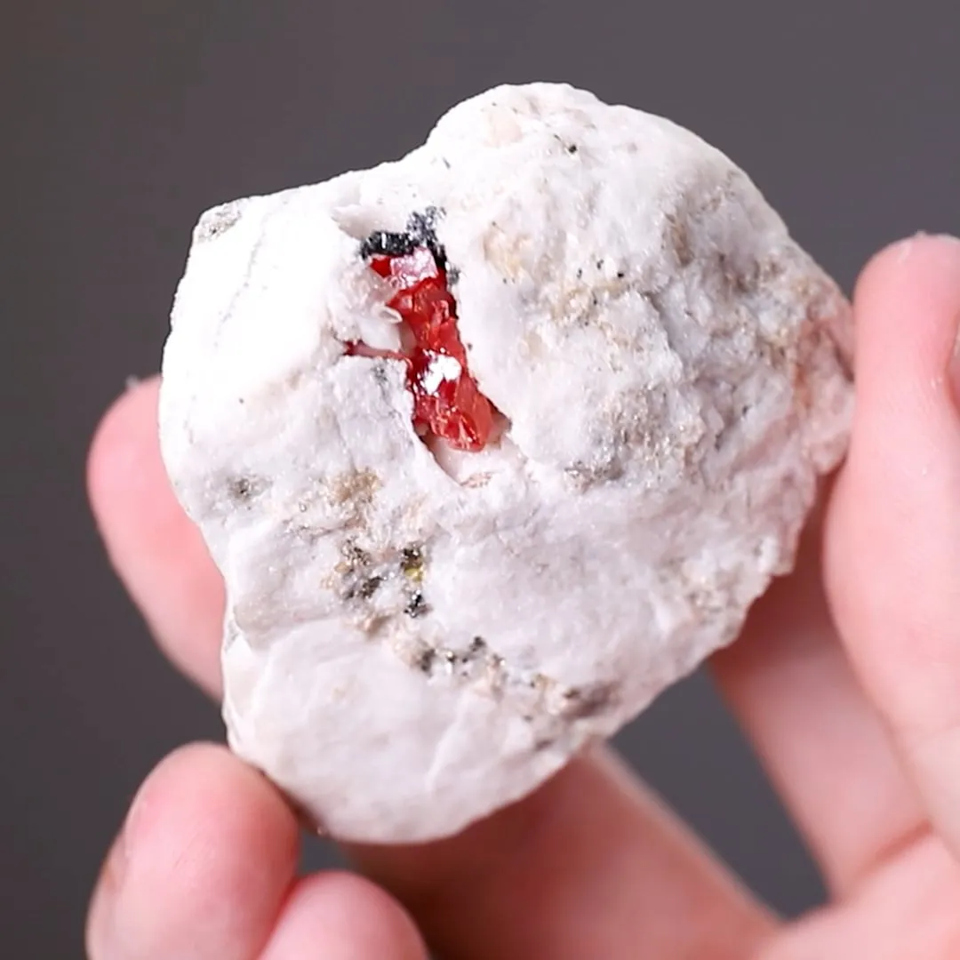 LENGENBACHITE with Realgar phial and hand specimen - image 2