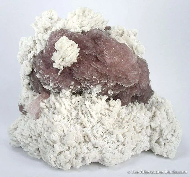 Lepidolite With Tourmaline on Albite image