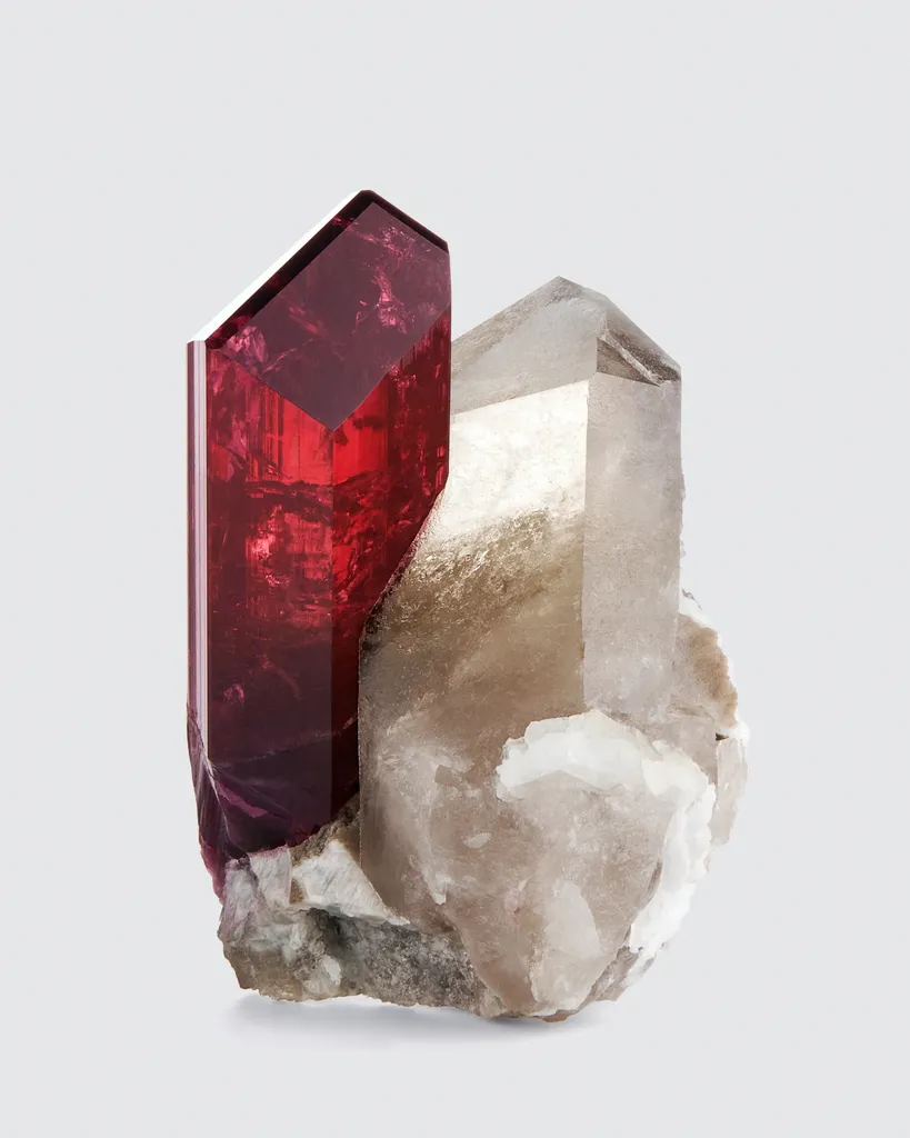 Liddicoatite Tourmaline with Quartz, Madagascar image