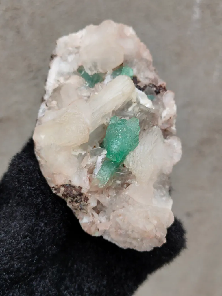 Light Green Apophyllite Flower with Stilbite. From India - image 3
