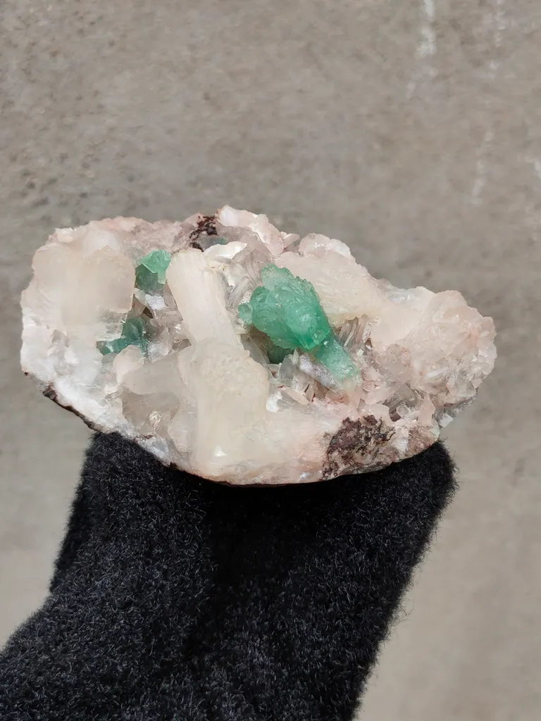 Light Green Apophyllite Flower with Stilbite. From India - image 2