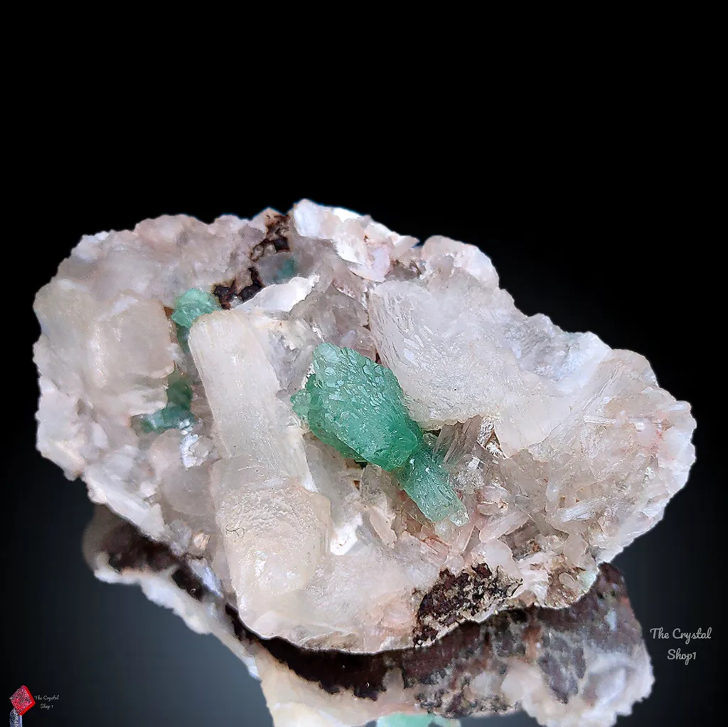 Light Green Apophyllite Flower with Stilbite. From India image