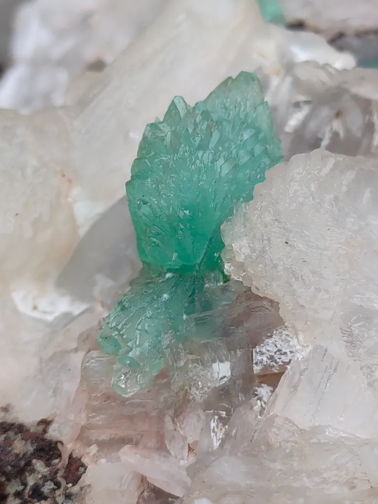 Light Green Apophyllite Flower with Stilbite. From India - image 4
