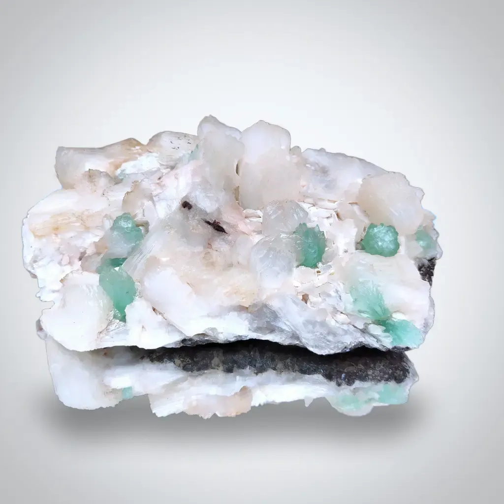 Light Green Apophyllite Flower with Stilbite Natural mineral specimen image