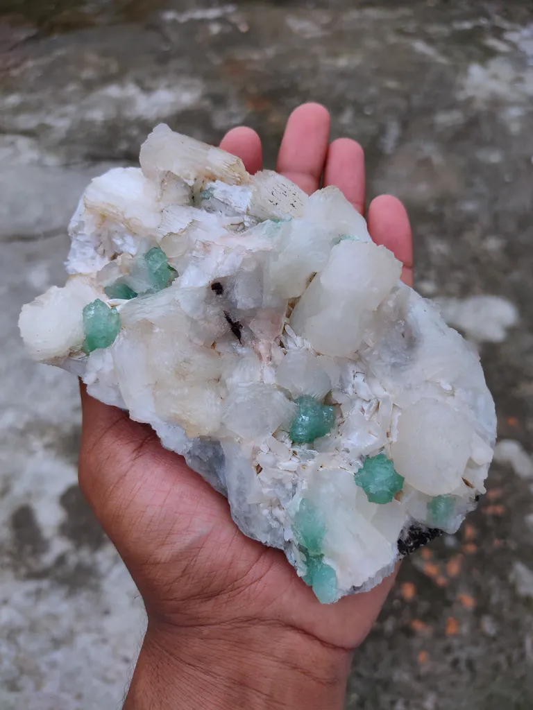 Light Green Apophyllite Flower with Stilbite Natural mineral specimen - image 5