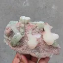 Light Green Apophyllite with Stilbite on Pink Heulandite - image 3