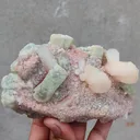 Light Green Apophyllite with Stilbite on Pink Heulandite - image 2