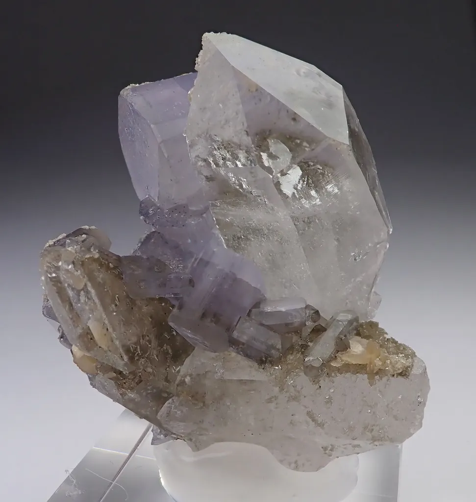 Lilac Fluorapatite with Quartz and Siderite image
