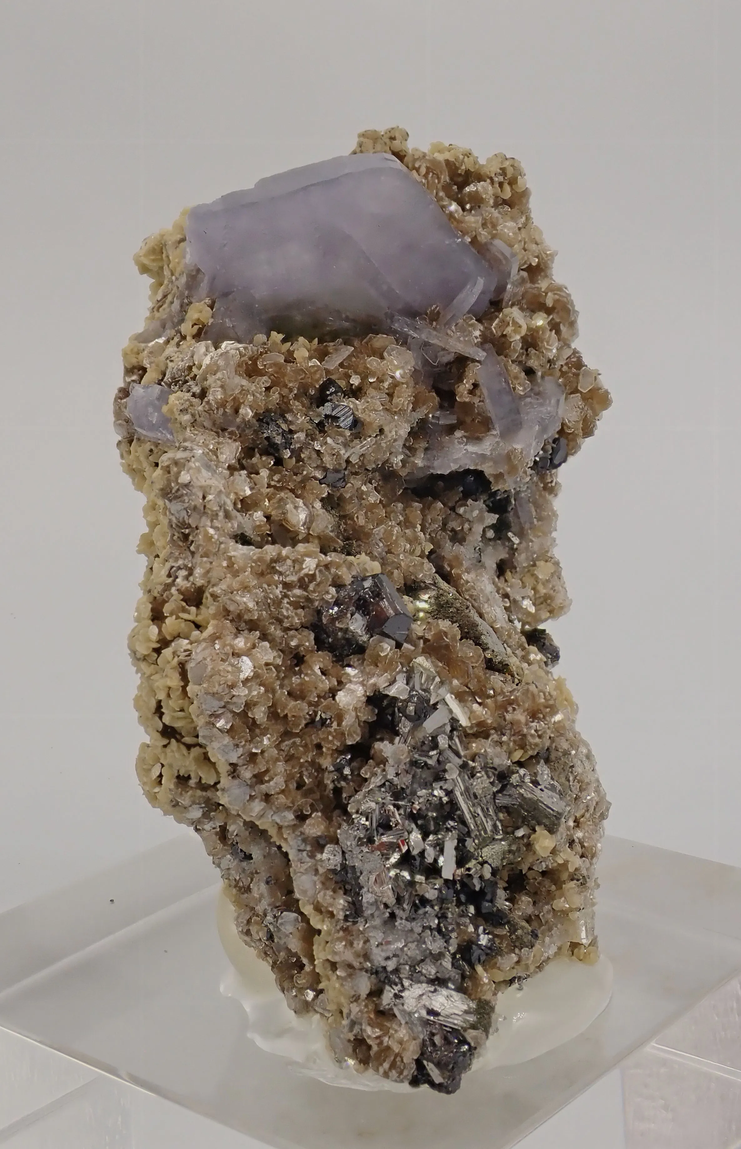 Lilac Fuorapatite with Cassiterite and Arsenopyrite - image 2