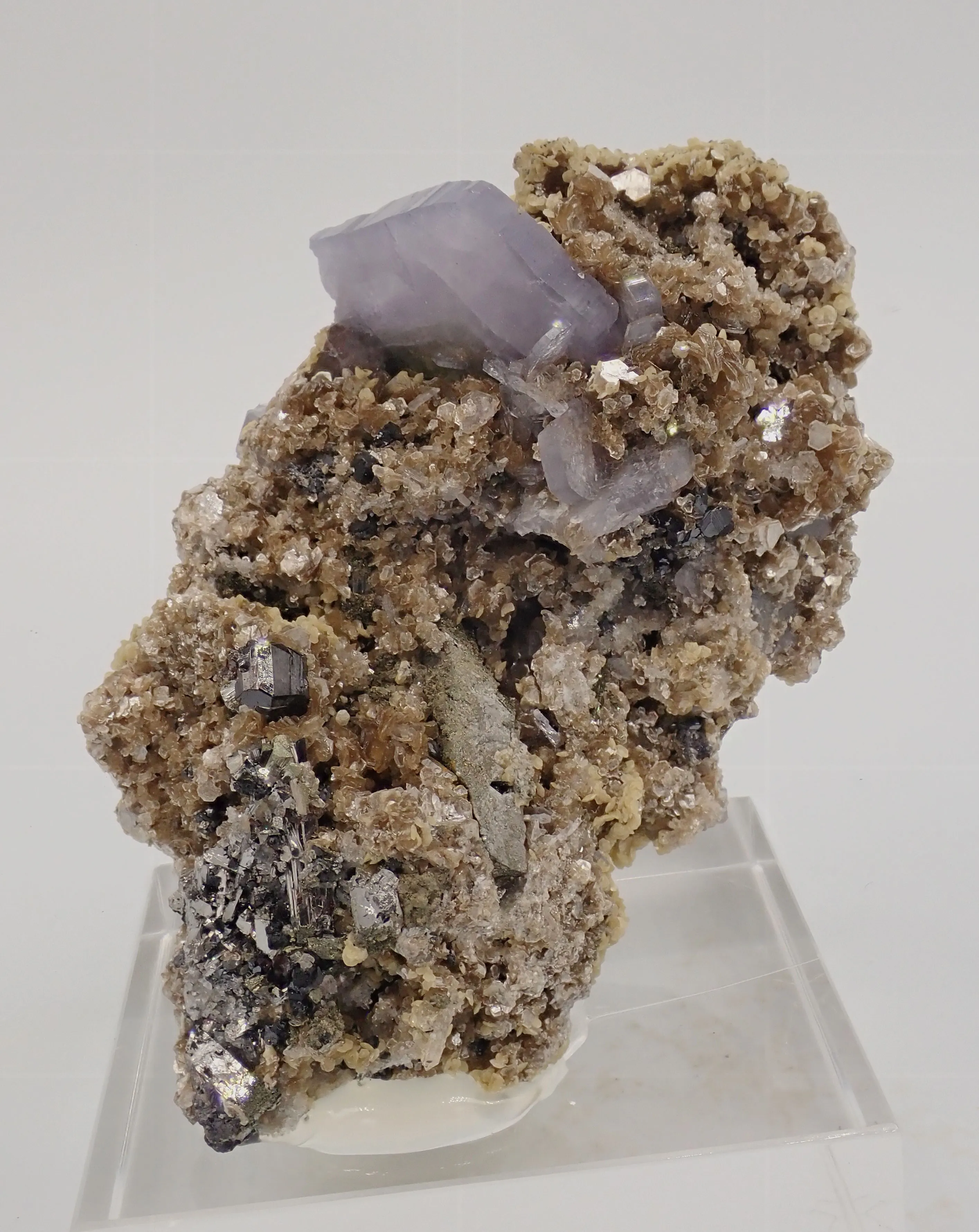 Lilac Fuorapatite with Cassiterite and Arsenopyrite - image 4
