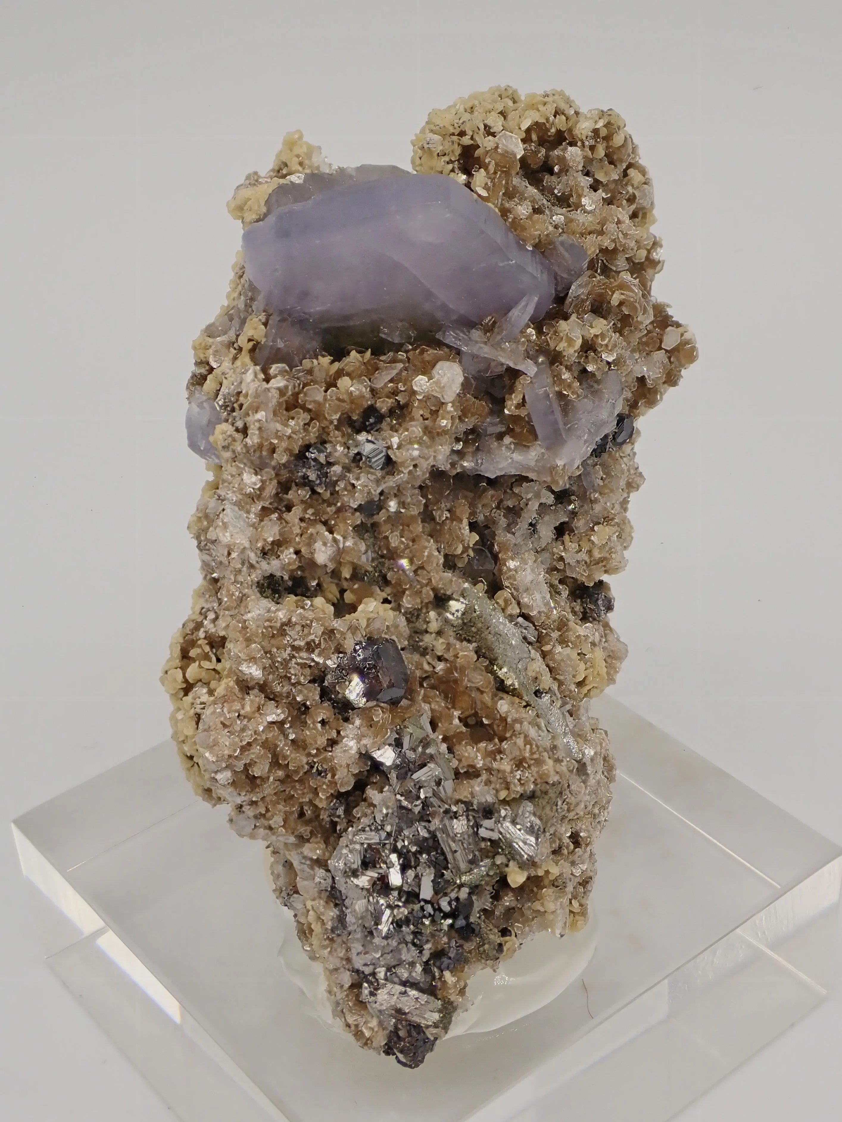 Lilac Fuorapatite with Cassiterite and Arsenopyrite - image 3