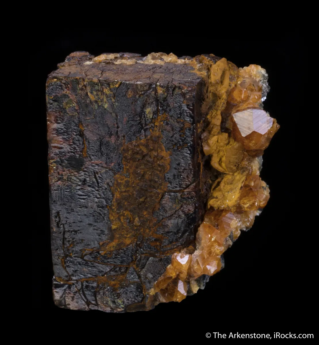 Limonite Pseudomorph after Pyrite, with Spessartine - image 1