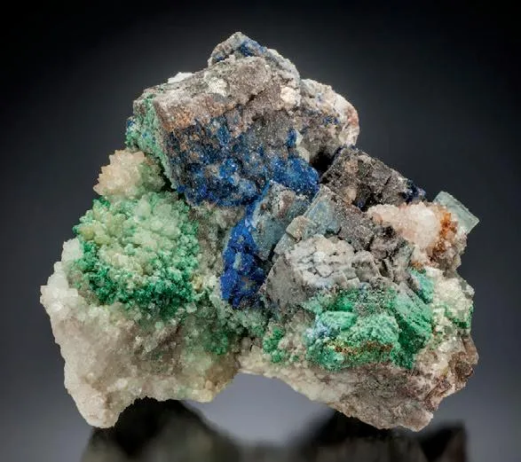 Linarite, anglestie, Brochantite, Fluorite, Quartz - image 1