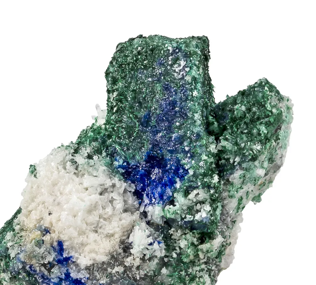 Linarite, Brochantite, Cerussite on Galena - image 4