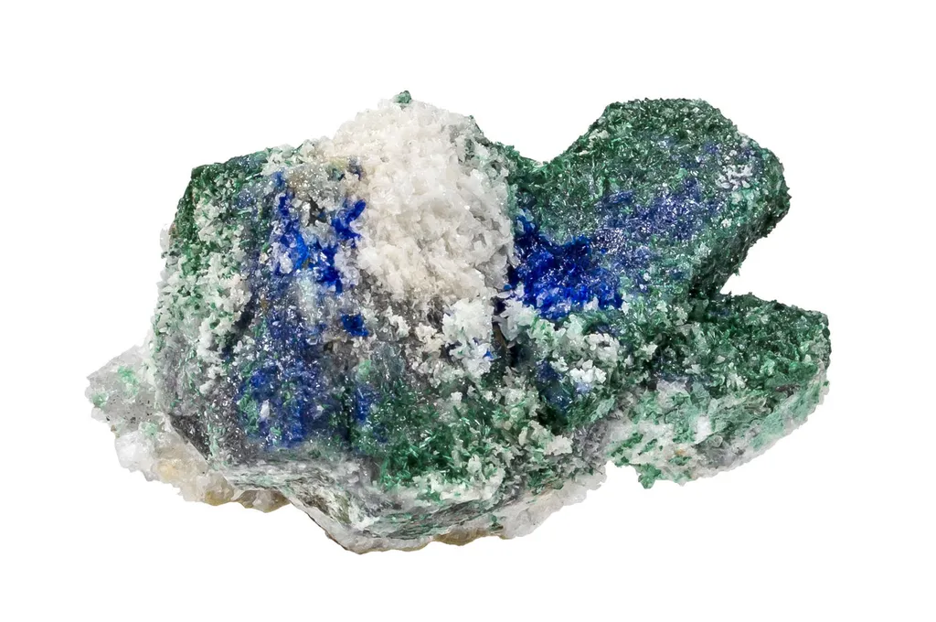 Linarite, Brochantite, Cerussite on Galena - image 2