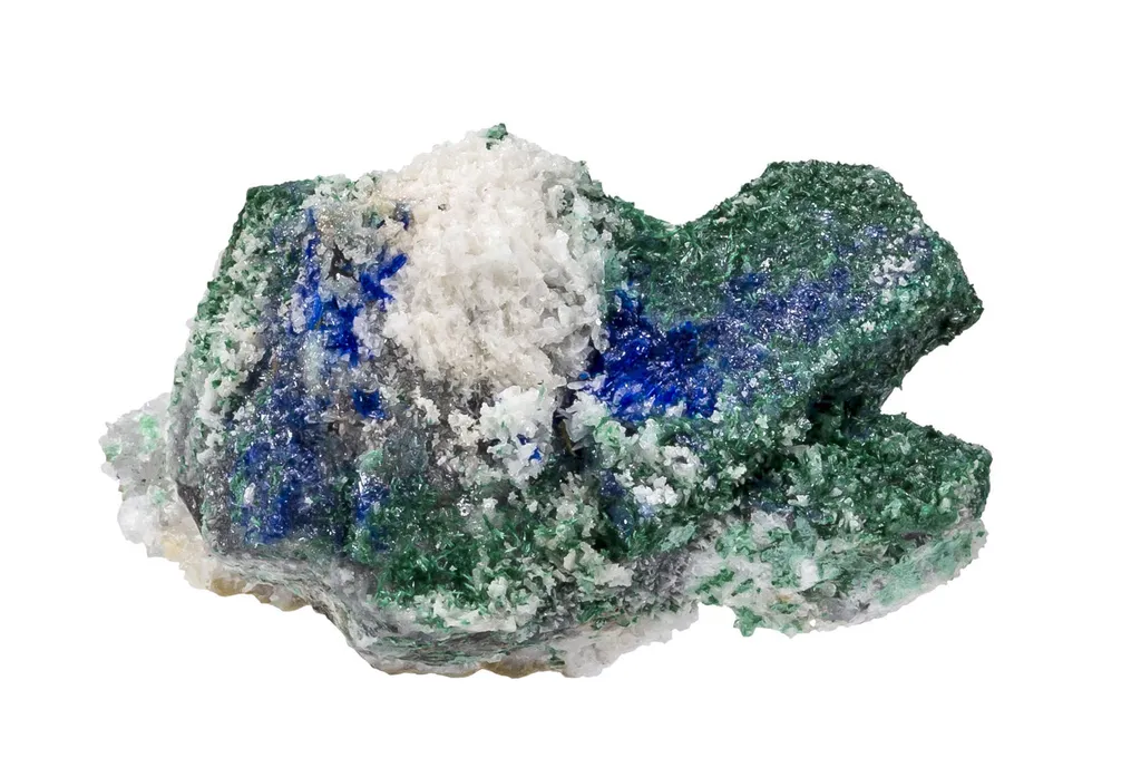 Linarite, Brochantite, Cerussite on Galena image