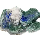 Linarite, Brochantite, Cerussite on Galena - image 1