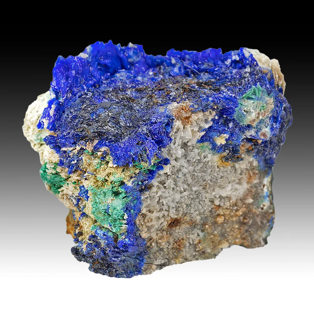 Linarite on Cerussite/Anglesite replacing Galena image