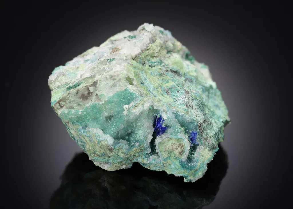 Linarite with Brochantite with Quartz and Cerussite image