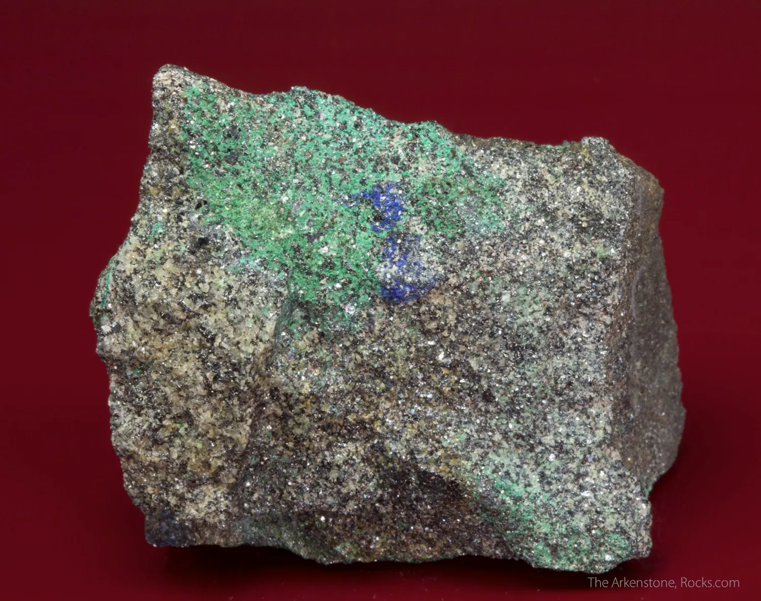 Lindqvistite (type locality) with Plumboferrite, Jacobsite, Malachite, and Azurite - image 4
