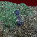 Lindqvistite (type locality) with Plumboferrite, Jacobsite, Malachite, and Azurite - image 2