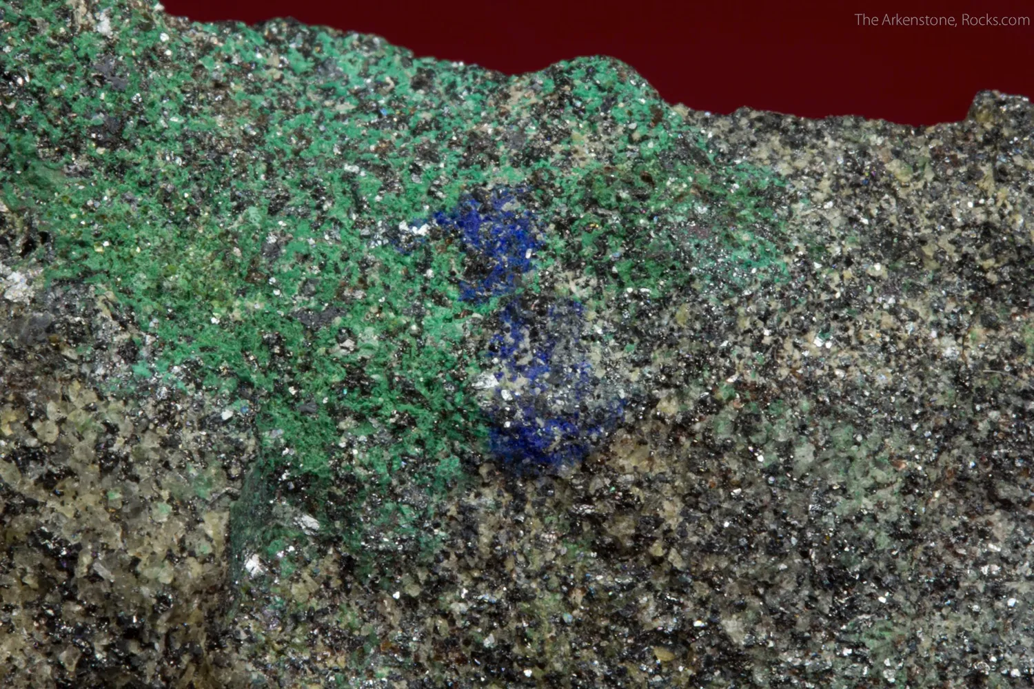 Lindqvistite (type locality) with Plumboferrite, Jacobsite, Malachite, and Azurite - image 2