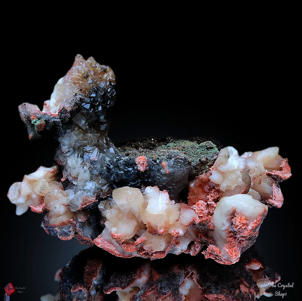 Look like Duck. Black Calcite with Orange Stilbite and Scolecite. Natural mineral Specimen - image 9