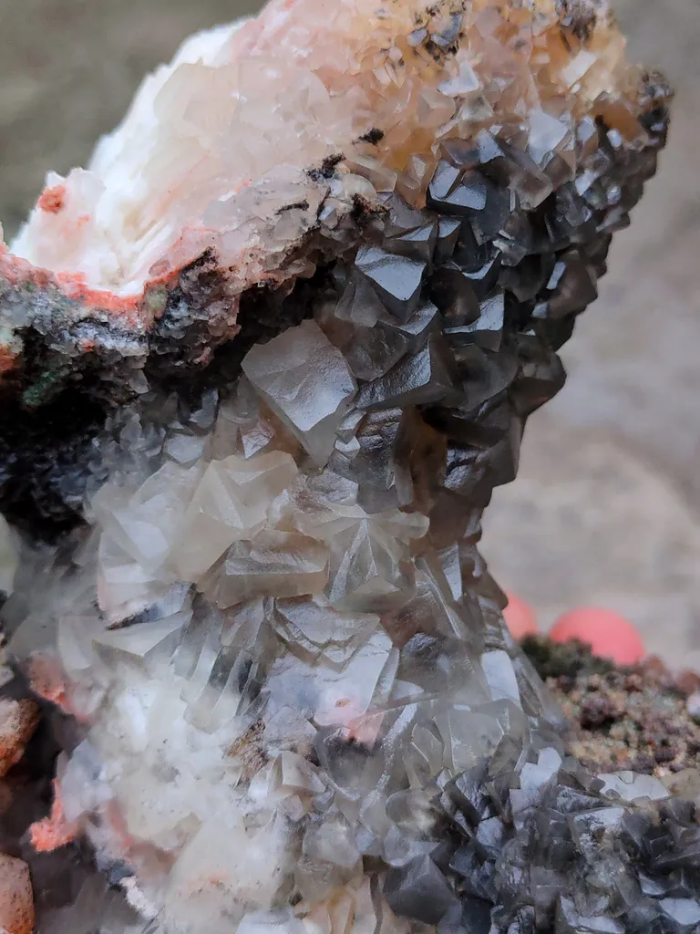 Look like Duck. Black Calcite with Orange Stilbite and Scolecite. Natural mineral Specimen - image 6