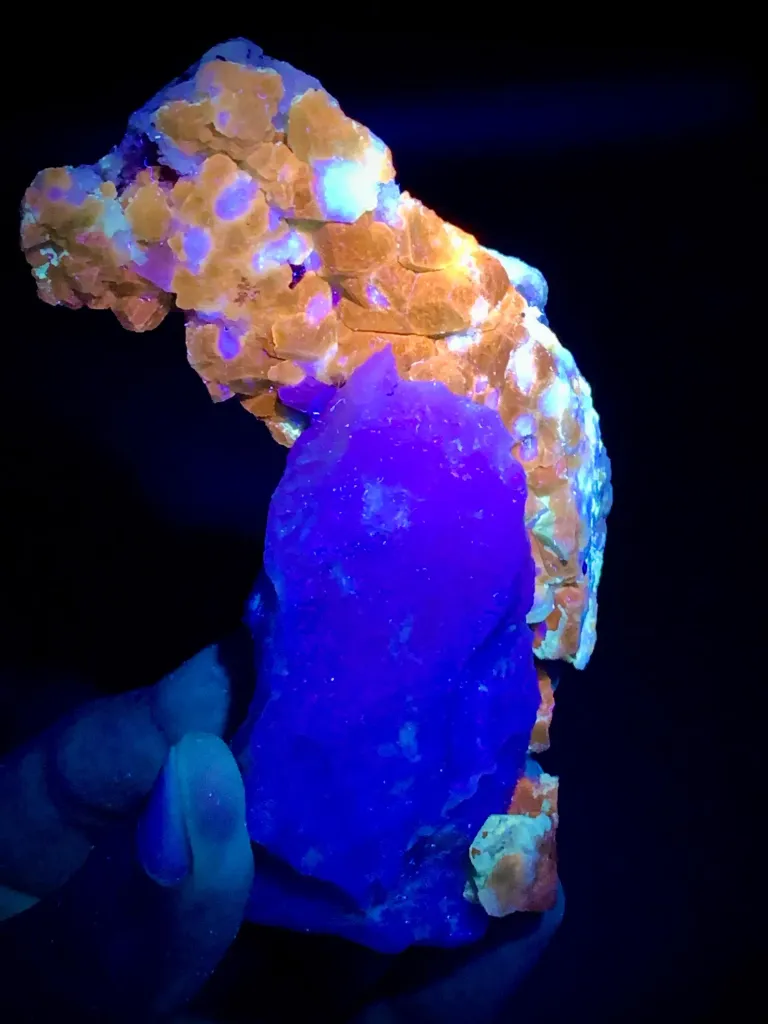 ltra UV Reactive Rare Sodalite on Matrix Specimen, Sodalite with Combination of Pyrite and Tantalite - image 2