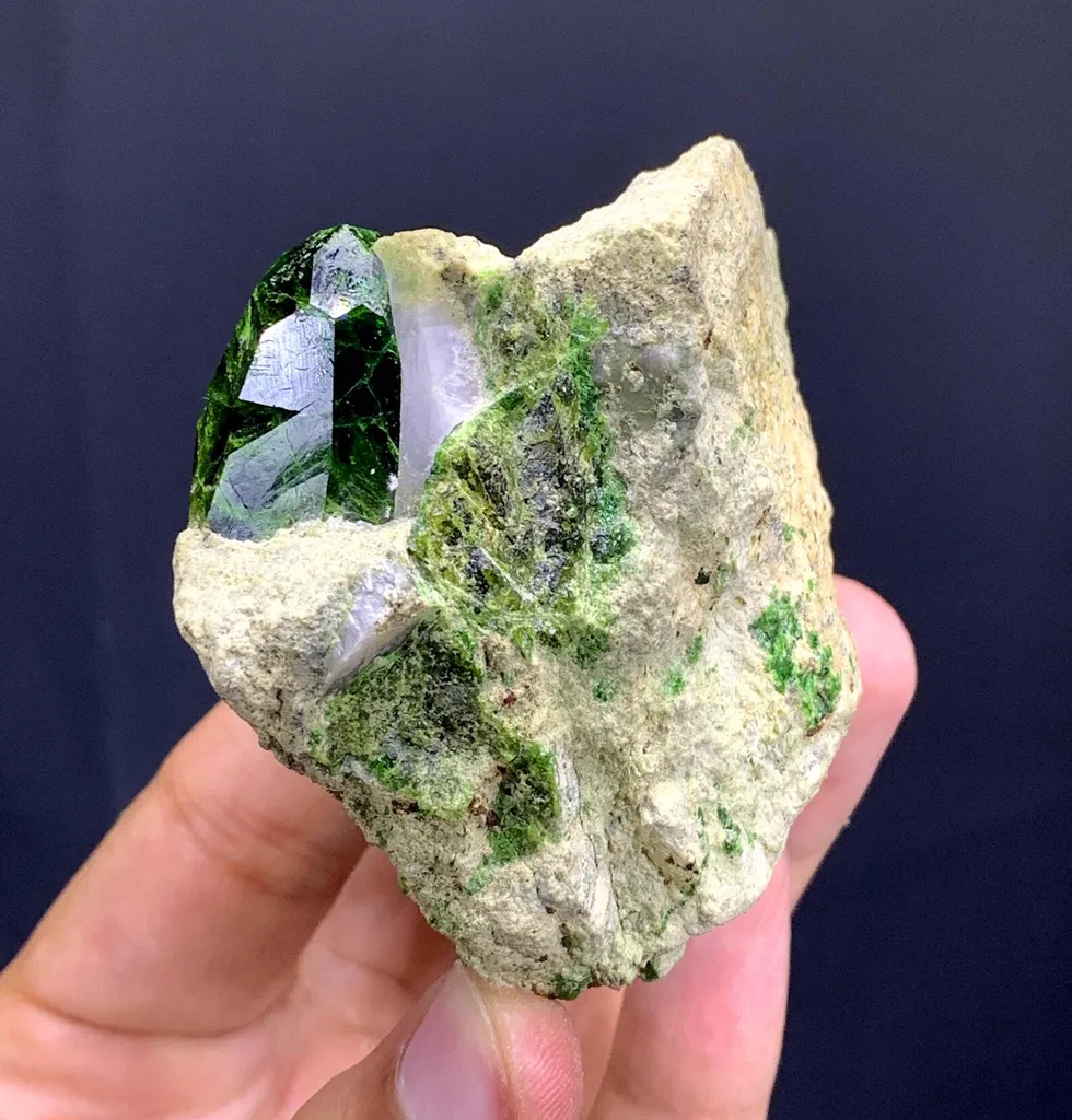 Lush Green Demantoid Garnet Crystal on Matrix 210 Gram - image 8