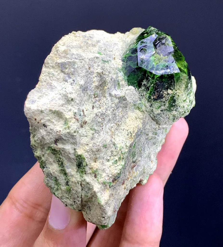 Lush Green Demantoid Garnet Crystal on Matrix 210 Gram - image 6