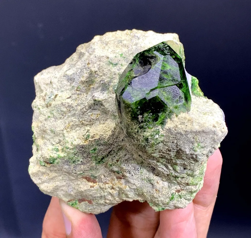 Lush Green Demantoid Garnet Crystal on Matrix 210 Gram - image 3