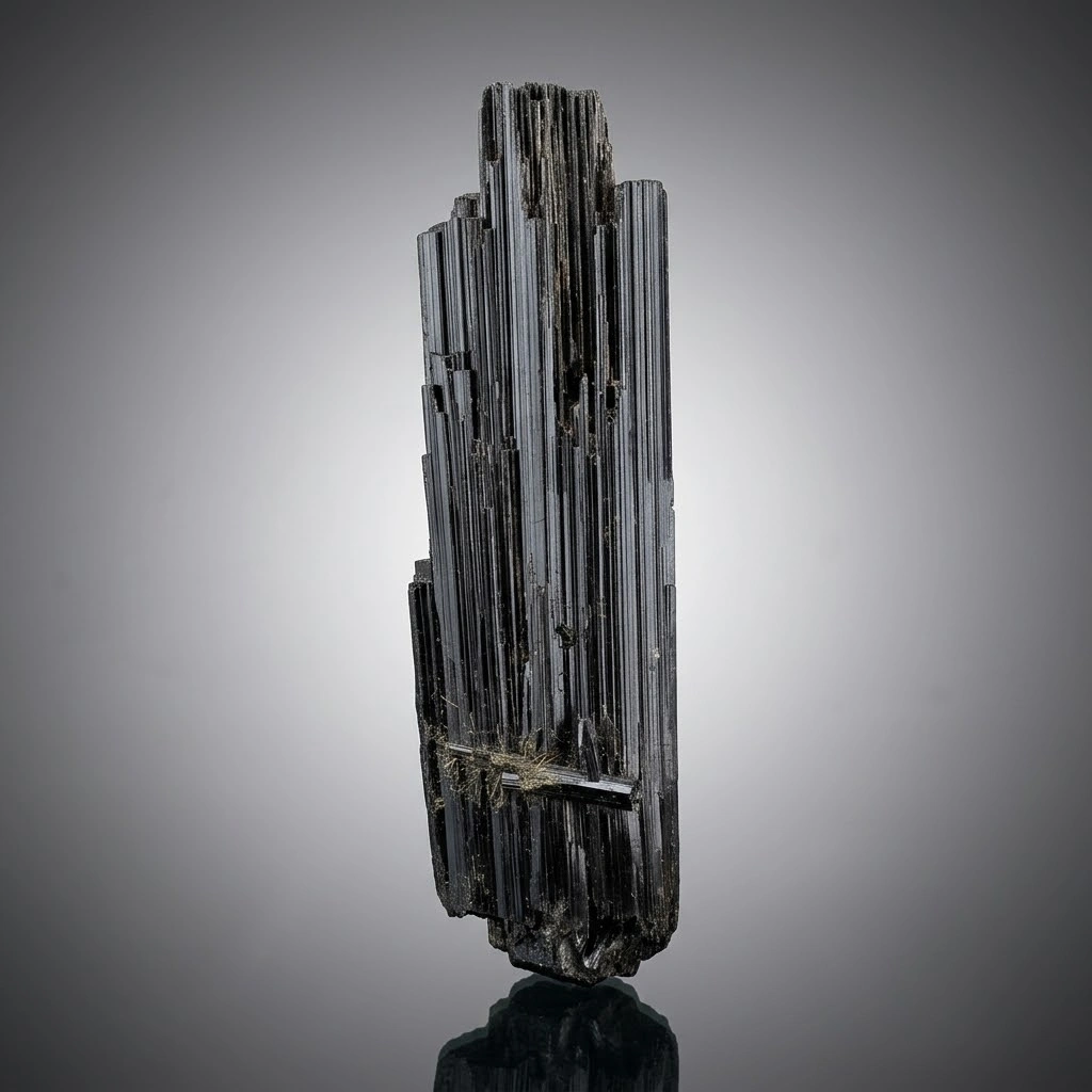 Lustrous 14 Cm long SChorl Black Tourmaline Crystal from Pakistan image