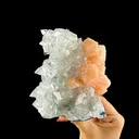 Lustrous Apophyllite Pyramid Cluster on Peach Stilbite - Natural Indian Zeolite from Jalgaon - image 1