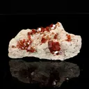 Lustrous Deep Red-Orange Vanadinite Crystals on Natural Matrix - Classic Collector Specimen from Mibladen, Morocco - image 1
