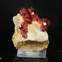 Lustrous Deep Red-Orange Vanadinite Crystals on Natural Matrix - Classic Collector Specimen from Mibladen, Morocco - image 1