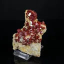 Lustrous Deep Red-Orange Vanadinite Crystals on Natural Matrix - Classic Collector Specimen from Mibladen, Morocco - image 2
