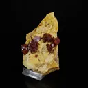 Lustrous Deep Red-Orange Vanadinite Crystals on Natural Matrix - Classic Collector Specimen from Mibladen, Morocco - image 3