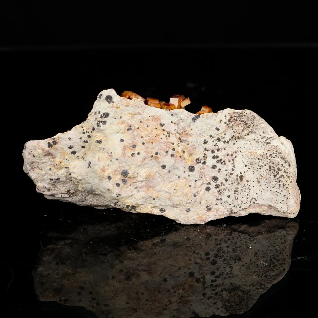Lustrous Deep Red-Orange Vanadinite Crystals on Natural Matrix - Classic Collector Specimen from Mibladen, Morocco - image 5