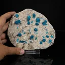 Lustrous Electric-Blue Cavansite Rosette with Stilbite on Sparkling Heulandite Matrix – Rare Indian Zeolite Mineral Specimen from Pune - image 4