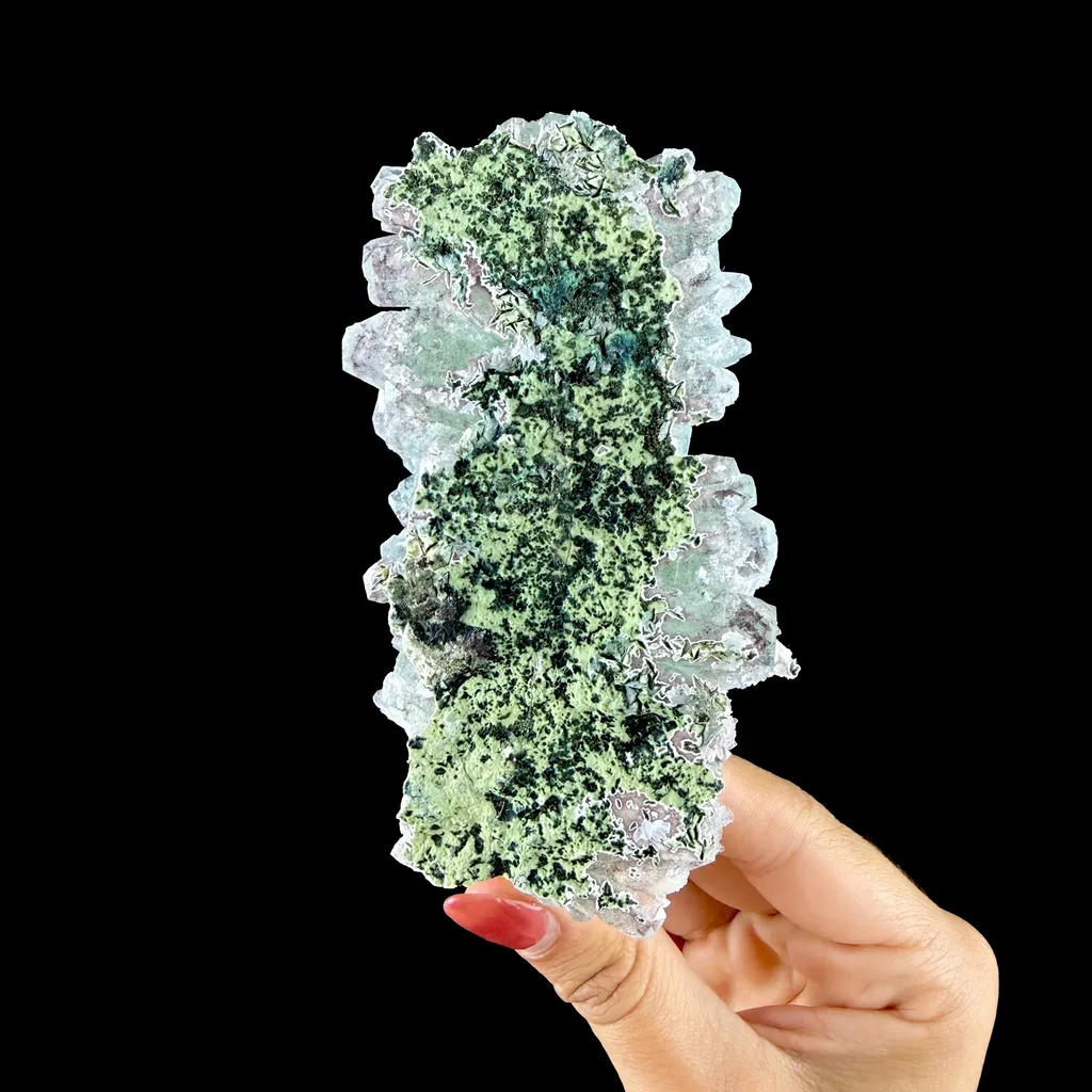 Lustrous Green Apophyllite Crystal Cluster on Stilbite Matrix - Natural Indian Mineral Specimen from Chhatrapati Sambhaji Nagar - image 6