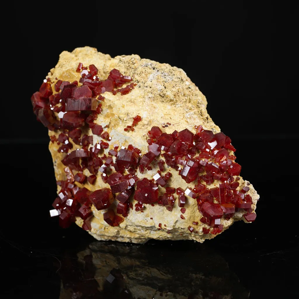 Lustrous Red Vanadinite  - Natural Raw Mineral Specimen from Mibladen, Morocco image