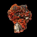 Lustrous Red Vanadinite on Black Blade Barite - Natural Raw Mineral Specimen from Mibladen, Morocco - image 1