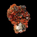 Lustrous Red Vanadinite on Black Blade Barite - Natural Raw Mineral Specimen from Mibladen, Morocco - image 2