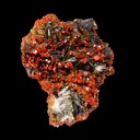 Lustrous Red Vanadinite on Black Blade Barite - Natural Raw Mineral Specimen from Mibladen, Morocco - image 3