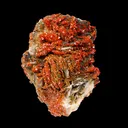 Lustrous Red Vanadinite on Black Blade Barite - Natural Raw Mineral Specimen from Mibladen, Morocco - image 1