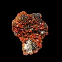 Lustrous Red Vanadinite on Black Blade Barite - Natural Raw Mineral Specimen from Mibladen, Morocco - image 1