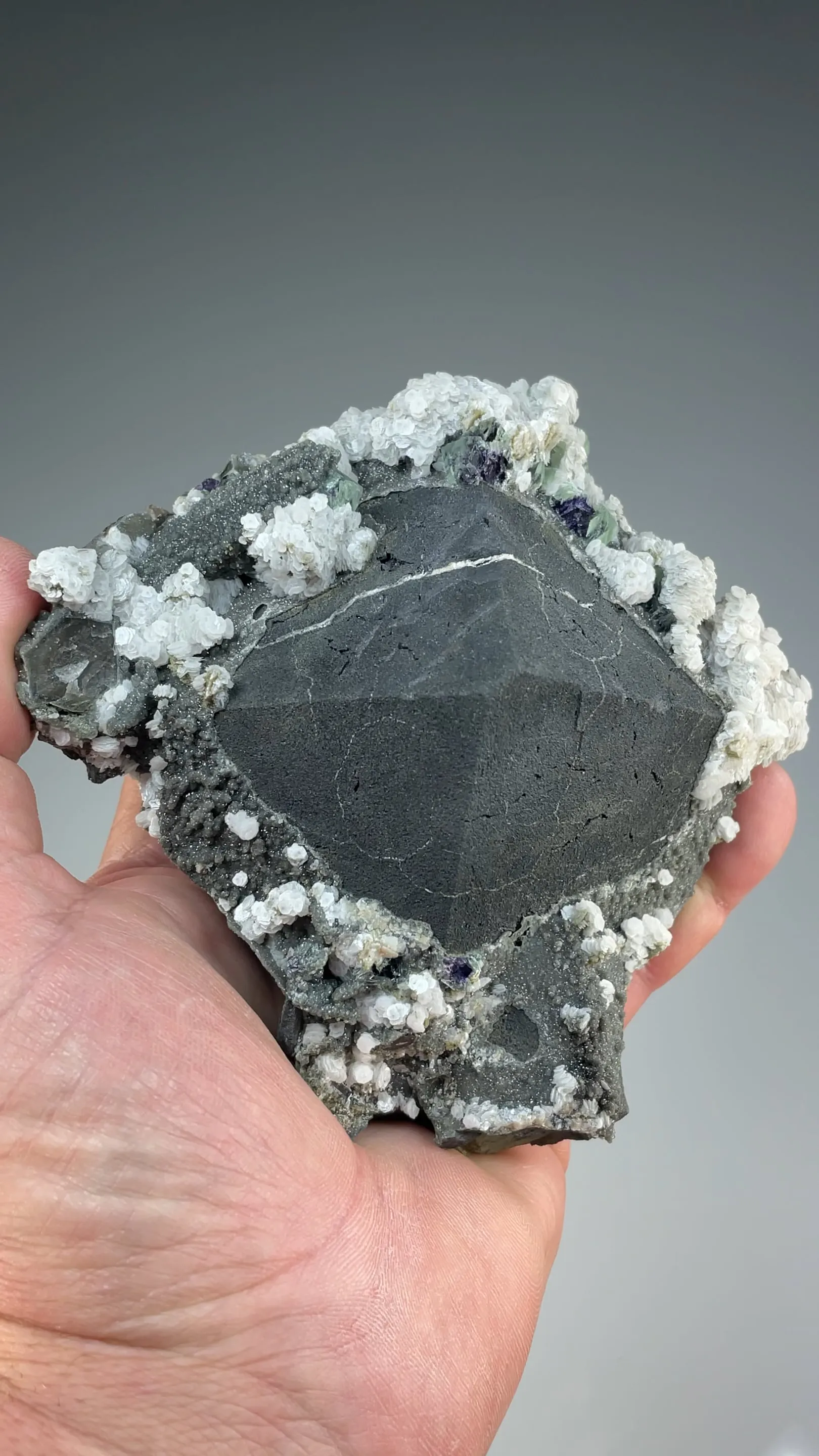 Magnetite with Calcite, Quartz, Fluorite - image 2